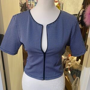 ZARA Blue & White Checkered Short Sleeve Jacket NWT 💙